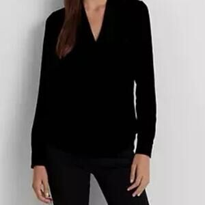 Ralph Lauren Velvet Surplice Blouse Sz 14 NWT LRL Holiday black velvet